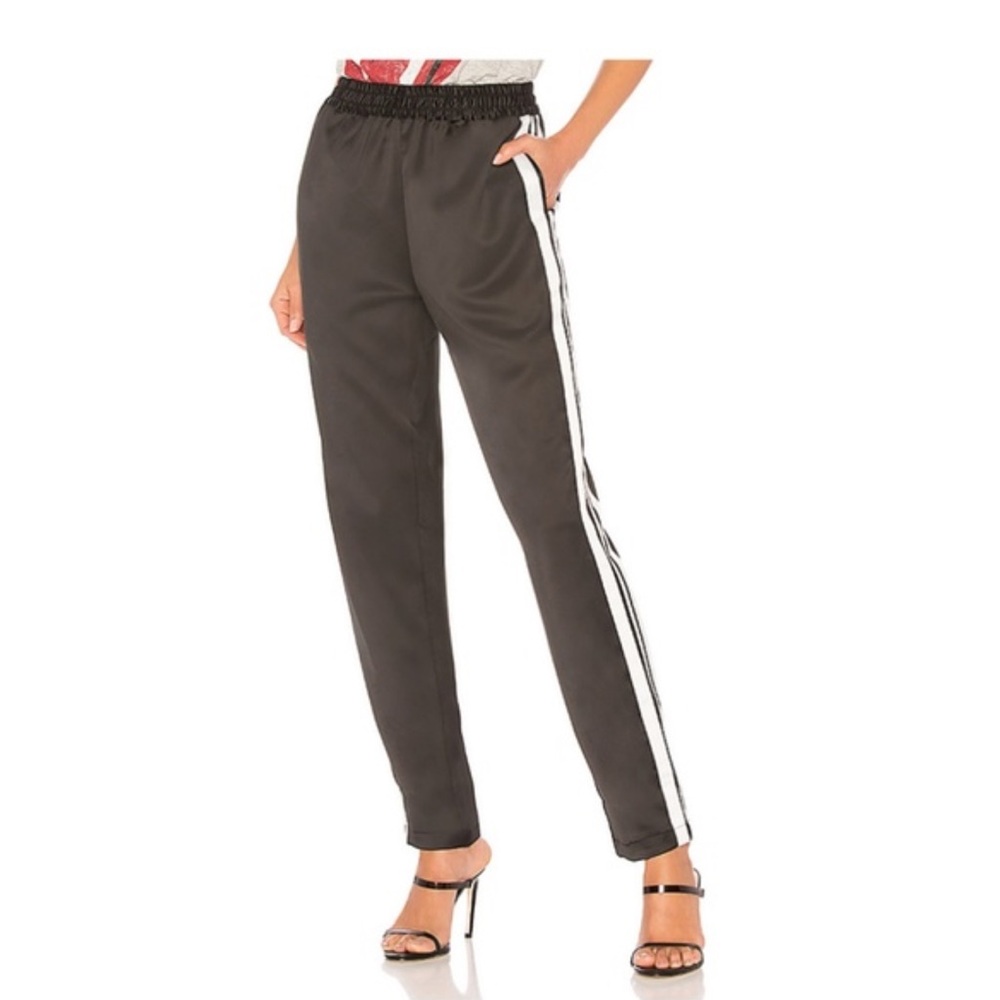Lovers + Friends Black Track Pants with White Side Stripes